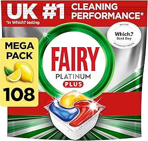 🦊Fairy Platinum Plus All-in-1 108 Dishwasher Tablets, Lemon, Best Cleaning for a Like-New Finish, Fights Grease & Prevents Limescale-AUTO WIN