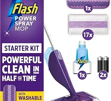 🦊 FLASH Power Spray Mop Floor Cleaner Starter Kit (1 Washable Pad + 17 Disposable Pads), Spray Mops For Floors, All-In-One Spray System For Your Floors-AUTOWIN
