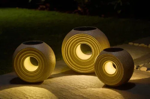 🦊Natural Set of 3 Solar Stones Sculptures Light Up Outdoor-AUTO WIN