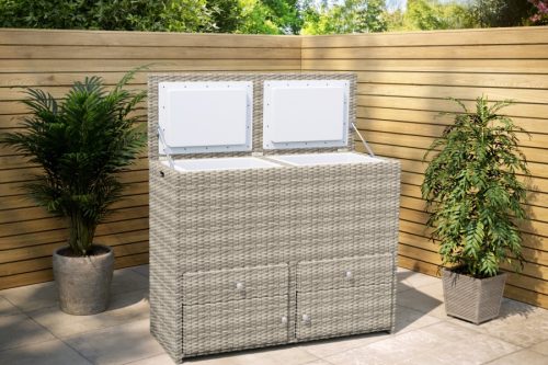 Grey 62 Litre Rattan Double Cooler Box - Aspen-AUTO WIN