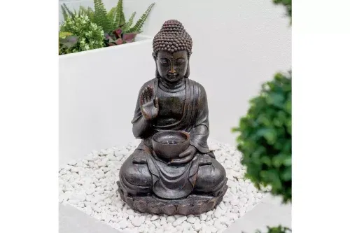 Garden Meditating Buddha Solar Water Feature-