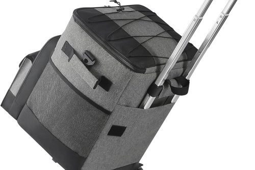 Super grills 32Litre Rolling Cooler with All Terrain Cart foldable Grey and Black for camping picnic outdoor parties-AUTO WIN