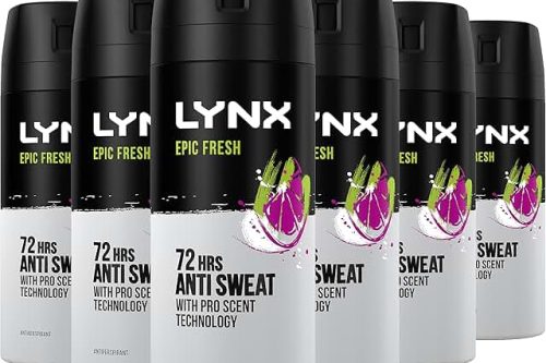 🦊 Lynx Epic Fresh Anti-Perspirant Aerosol Men's Deodorant Spray  6x 150 ml-AUTO WIN