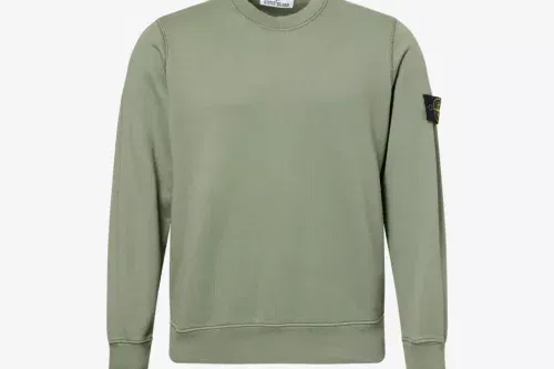 STONE ISLAND Brand-Patch Crew-Neck Relaxed-Fit Cotton-Jersey Sweatshirt-AUTO WIN