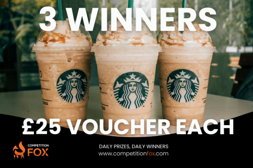 3 WINNERS £25 STARBUCKS GIFT CARD- AUTO WIN 20/05