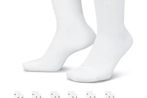 Nike White Crew Everyday Cushioned Socks 6 Pack-AUTO WIN