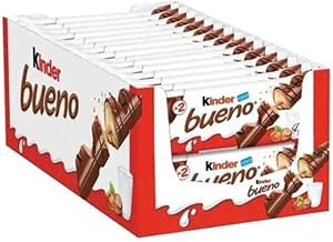 Kinder Bueno Wafer Twin Bars, Bulk Chocolate Gift Pack, Milk Chocolate Covered Wafer with Milky and Hazelnut Filling, Pack of 30 x 2 (60pcs)-AUTO WIN
