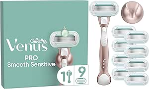🦊 Gillette Venus Pro Smooth Sensitive RoseGold Women's Razor- 9 Blade, 5 Diamond‐Like Coated Blades-AUTO WIN