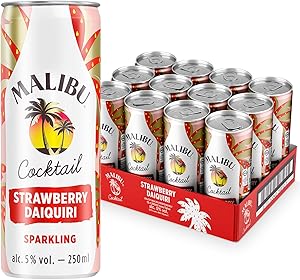 🦊 Malibu Strawberry Daiquiri Pre-Mixed Rum Drink 250ml x 12 AUTO WIN 17/06