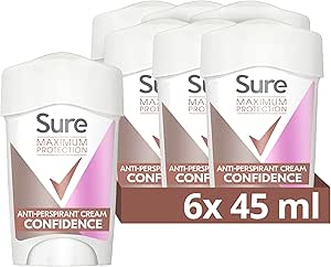 🦊Sure Maximum Protection Confidence Anti-Perspirant Cream Women's Deodorant Stick with 3x stronger* sweat protection for 96 hour sweat and odour protection 6x 45 ml-AUTO WIN