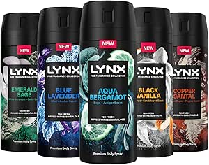 🦊 Lynx Find Your Fine Fragrance Bundle for Men with 72 Hour Fresh, Odour and Sweat Protection Premium Deodorant Body Spray Infused with Essential Oil, 5x150 ml-AUTO WIN