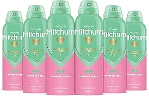 🦊Mitchum Women Triple Odor Defense 48HR Protection Deodorant Spray & Antiperspirant (200ml), Powder Fresh, Pack of 6-AUTO WIN