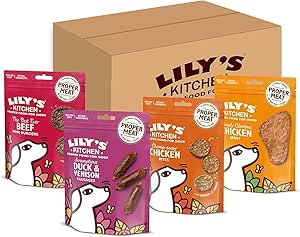 Lily’s Kitchen Natural Dog Treats Multipack – Beef Mini Burgers, Duck and Venison Sausages, Chicken Bites & Chicken Jerky (8 x 70 g)-AUTO WIN