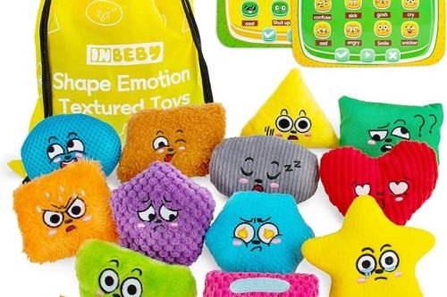 🦊Inbeby Sensory Bean Bags, 12 Fidget Sensory Toys with Emotion Cards for Autism, Texture Shape Sensory Bean Bags, Sensory Toys for Toddlers Kids Sensory Play Tactile Emotions Face Feelings-AUTO WIN