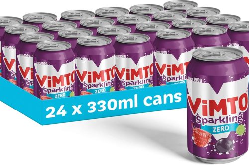 🦊Vimto Original Real Fruit, Blackcurrant, Grape & Raspberry - No Added Sugar Fizzy Fruity Soft Drink - 24 X 330ml- AUTO WIN 06/06