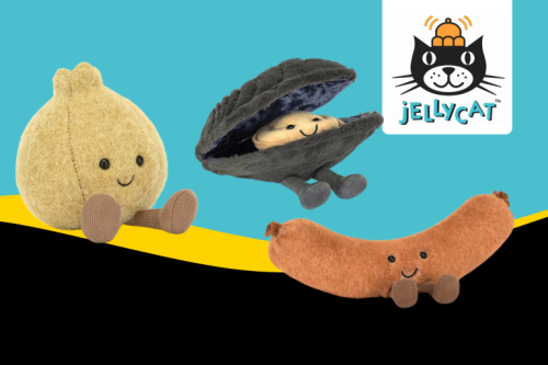 JELLYCAT BUNDLE Onnie Pickled Onion- Amuseable Michelle Mussel-Amuseables Sausage-AUTO WIN