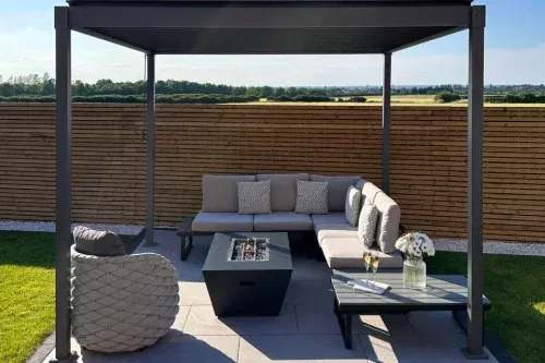 Shadow Metal Pergola in Graphite Grey - 3.0m x 3.0m Free Standing-AUTO WIN