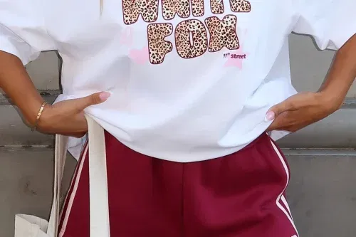 🦊White Fox 11th Street She's So Lucky Oversized Tee Leopard Splice & Out & About Lounge Shorts Raspberry Jelly AUTO WIN 21/06