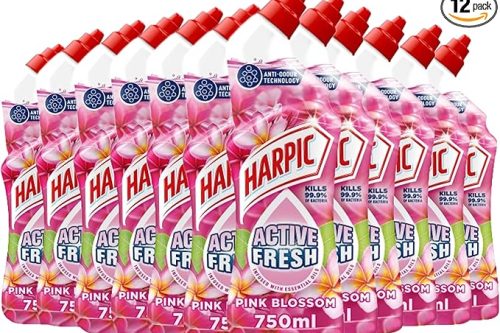🦊Harpic Active Fresh Toilet Cleaning Gel, Pink Blossom, Pack 12 x 750 ml-AUTO WIN 08/07