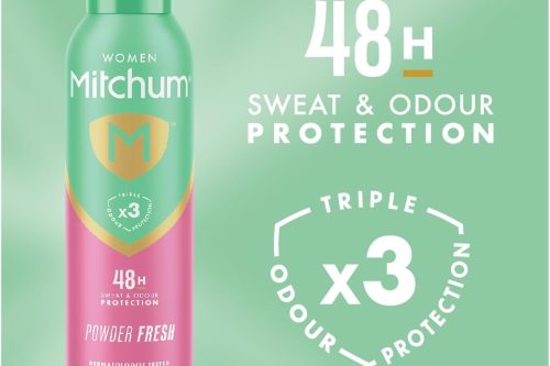 🦊Mitchum Women Triple Odor Defense 48HR Protection Deodorant Spray & Antiperspirant (200ml), Powder Fresh, Pack of 6-AUTO WIN 10/08