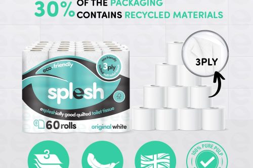 🦊Splesh by Cusheen 3-ply Toilet Roll - Unscented (60 Pack) Soft, Quilted -AUTO WIN 05/08