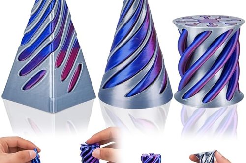 2 WINNERS- 3Pcs Impossible Cone Fidget Toys, 3D Printed Spiral Cone Fidget Toy, Impossible Pyramid Passthrough Sculpture Fidget Toys -AUTO WIN