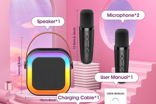 🦊MINI KARAOKE MACHINE 2 MICROPHONES -AUTO WIN 10/08