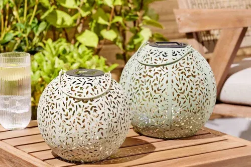 🦊Sage Green Set of 2 Solar Filigree Lanterns-AUTO WIN 20/08