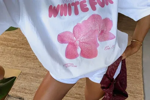 🦊 White Fox With Love Forever Oversized Tee White/Pink-AUTO WIN 08/08