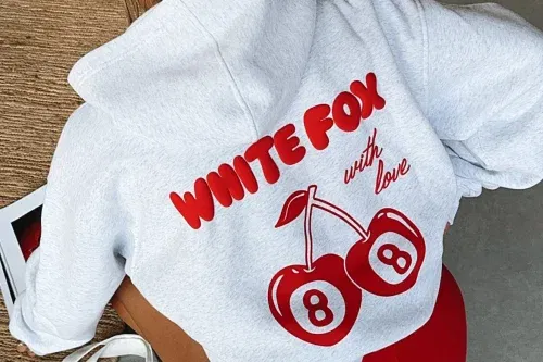 🦊 White Fox With Love In The Moment Oversized Hoodie Grey Marle-AUTO WIN 28/08