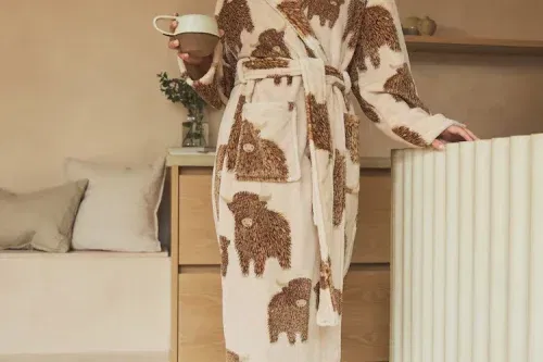 Ecru Hamish The Highland Cow Supersoft Dressing Gown-AUTO WIN 30/09