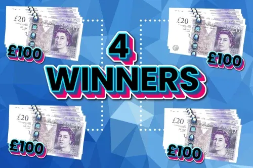 4 WINNERS WIN £100 EACH -AUTO WIN-05/09