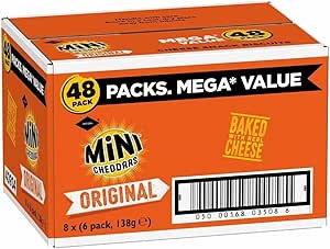 🦊2 WINNERS -MINI CHEDDARS SNACKS BULK – MEGA VALUE BOX OF 48 X 23G ORIGINAL CHEDDAR BISCUITS BAKED WITH REAL CHEESE -AUTO WIN 05/09