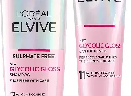 L'Oréal Paris Elvive Glycolic Gloss for Dull Porous Hair, Get The Shiniest Hair of Your Life, Glossing Routine for Mirror-Like Shine, Shampoo, Conditioner, Lamination Treatment, Leave-In Serum Set-AUTO WIN 28/09