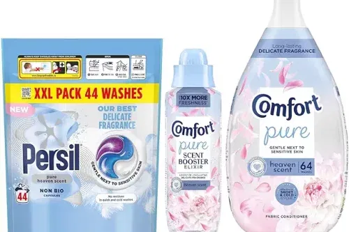 Pure Heaven Scent Complete Laundry Trio – Fabric Conditioner (64 Wash), Scent Booster Elixir (460ml), Persil Capsules(44Wash), Long-Lasting Fragrance, Gentle & Fresh Laundry Care-AUTO WIN 28/09