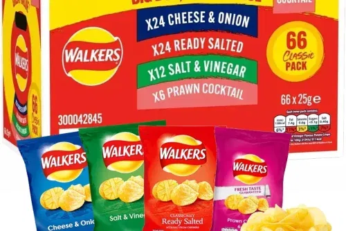 2 WINNERS GIANT CRISPS MULTIPACK SNACK BOX – PACK OF 66 X 25G ASSORTED CLASSIC WALKERS CRISPS BULK BUY. MULTIPACK CRISPS POTATO SNACKS-AUTO WIN 05/09