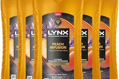 Lynx Fine Fragrance Collection Body Wash for Men Peach Infusion, Pack of 5, Premium Shower Gel Infused with Essential Oils That Gives You 12 Hours of Freshness, 400 ml-AUTO WIN 28/09