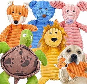Ousiya 5-PACK Squeaky Dog Toys, Tough Stuffed Plush Dog Toys Bundle Soft Dog Chew Toys-AUTO WIN 19/09
