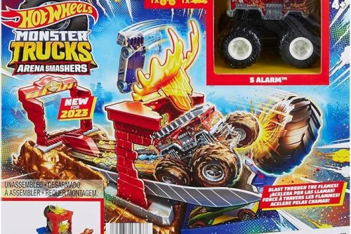 🦊Hot Wheels Monster Trucks Arena Smashers 5-Alarm Fire Crash Challenge Playset with 5-Alarm Toy Truck and 1 Crushable Car-AUTO WIN 03/09