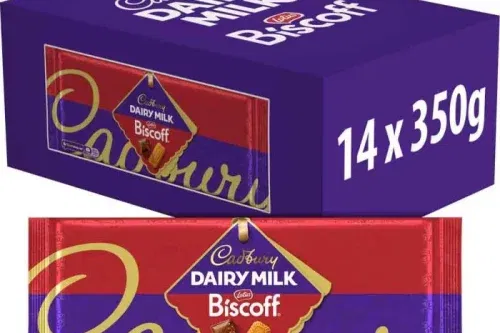 Cadbury Dairy Milk Lotus Biscoff Chocolate Bar 350g Box of 14-AUTO WIN 27/09