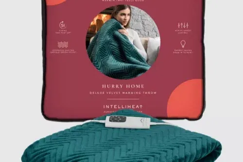 Dreamland Velvet Herringbone Quilted Heated Throw, Emerald Green-AUTO WIN 18/10