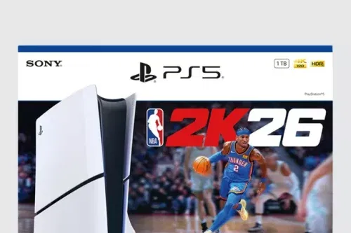 Sony PlayStation 5 (Model Group - Slim) Console with DualSense Controller, White and NBA 2K26 Bundle-22/10