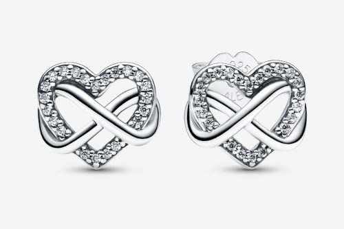 Pandora Sparkling Infinity Heart Stud Earrings Sterling silver-AUTO WIN 14/10