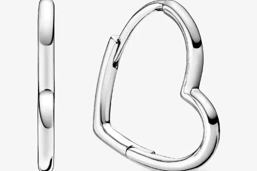 Pandora Asymmetrical Heart Hoop Earrings Sterling silver-AUTO WIN 29/10