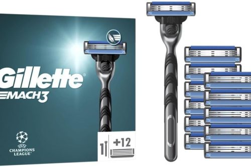 Gillette Mach3 Men's Razor + 12 Razor Blade Refills, 3 Blades for a Smooth Shave,-AUTO WIN 14/10