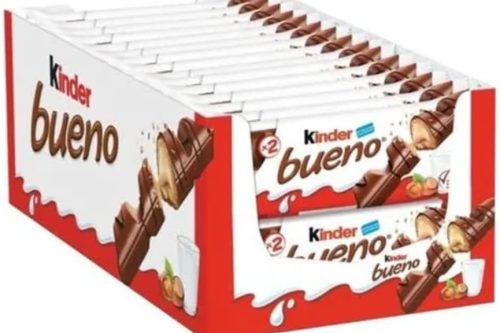 Kinder Bueno Wafer Twin Bars, Bulk Chocolate Gift Pack, Milk Chocolate Covered Wafer with Milky and Hazelnut Filling, Pack of 30 x 2 (60pcs) 31/10