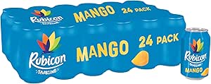 Rubicon 24 Pack Sparkling Mango Flavoured Fizzy Drink with Real Fruit Juice - 24 x 330ml Cans-AUTO WIN