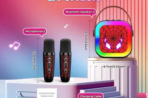 Karaoke Machine 2 Microphones for Kids Bluetooth Microphone-AUTO WIN 27/10