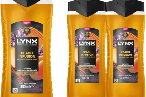 Lynx Fine Fragrance Collection Body Wash for Men Peach Infusion, Pack of 5-AUTO WIN 14/10