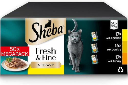 Sheba Cat Wet Food - Fresh and Fine - Cat Pouches Poultry in Gravy - 50 x 50 g Pack-AUTO WIN 31/10